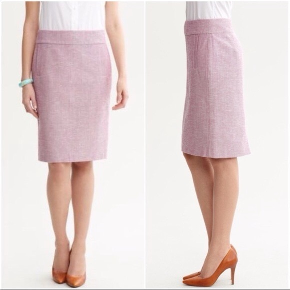 Banana Republic Dresses & Skirts - Banana Republic Mayet Pink Tweed Pencil Skirt Size 10 Welt Pockets Classic